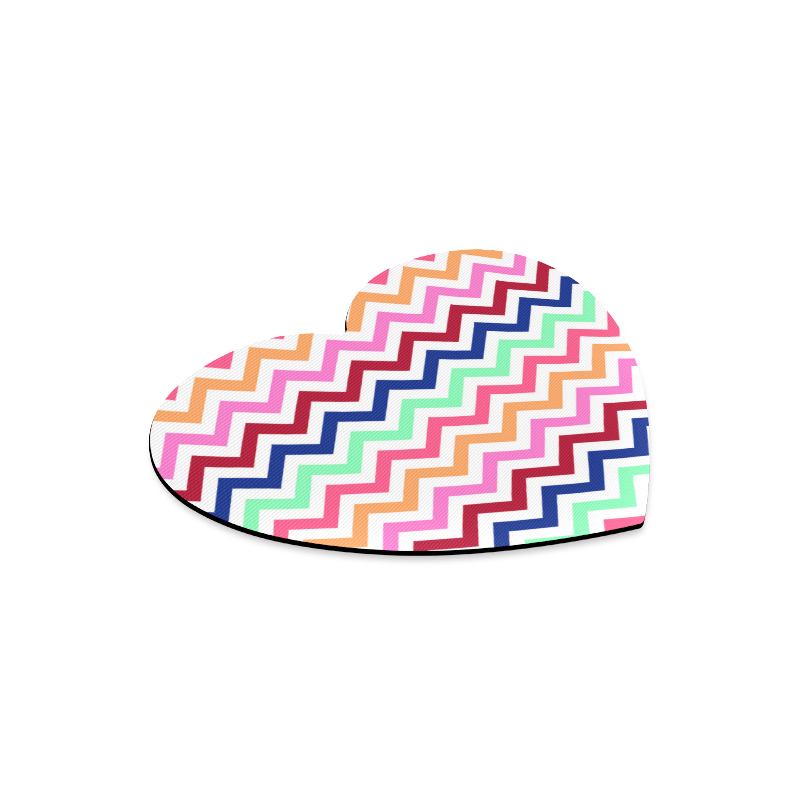 CHEVRONS Pattern Multicolor Pink Turquoise Coral Blue Red Heart-shaped Mousepad
