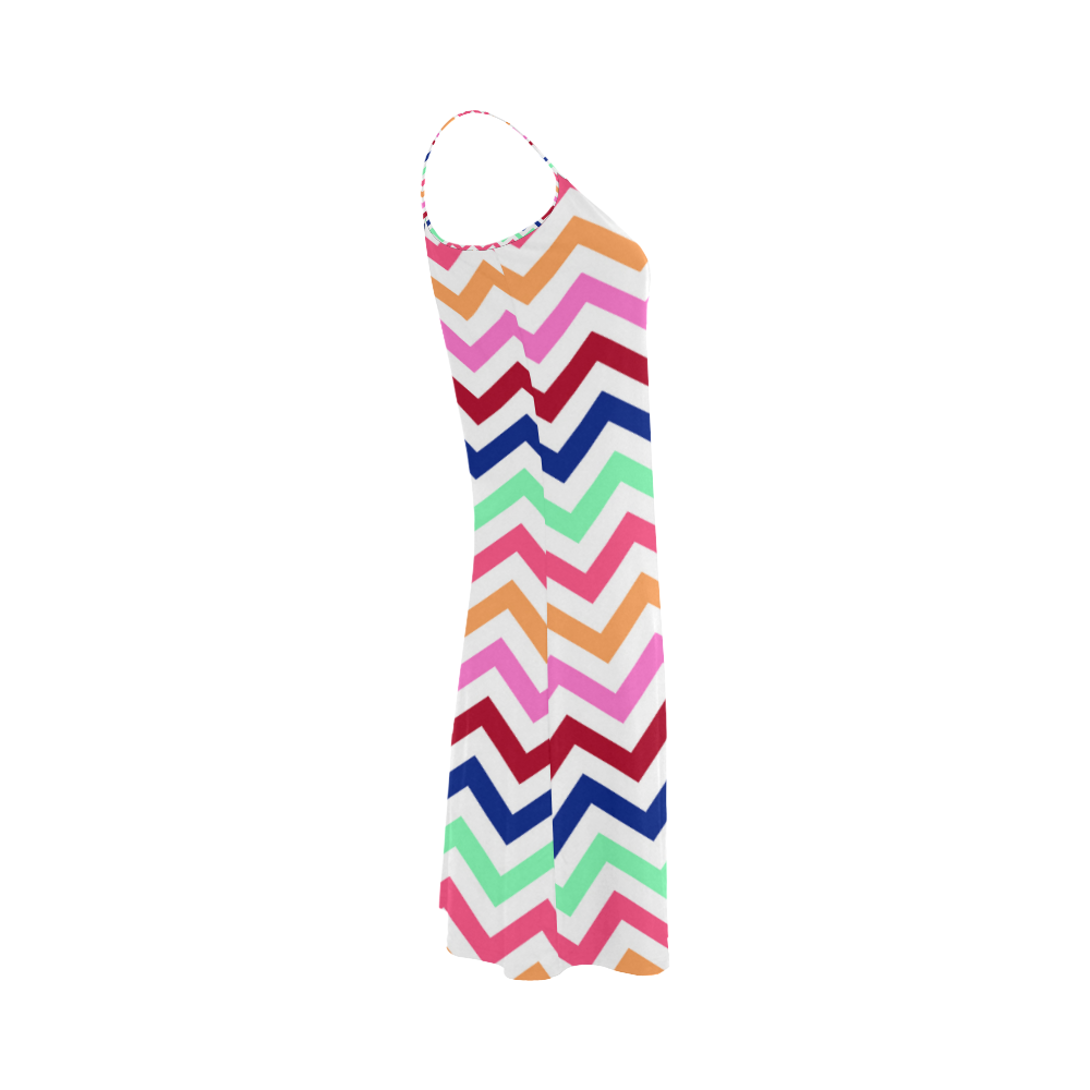 CHEVRONS Pattern Multicolor Pink Turquoise Coral Blue Red Alcestis Slip Dress (Model D05)