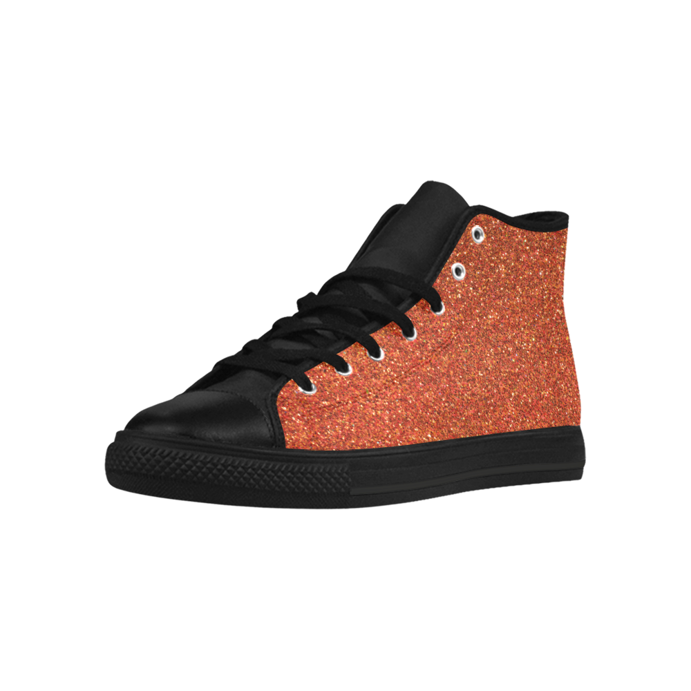 Sparkles Orange Glitter Aquila High Top Microfiber Leather Women's Shoes (Model 032)