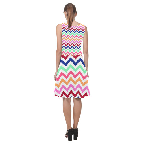 CHEVRONS Pattern Multicolor Pink Turquoise Coral Blue Red Atalanta Casual Sundress(Model D04)