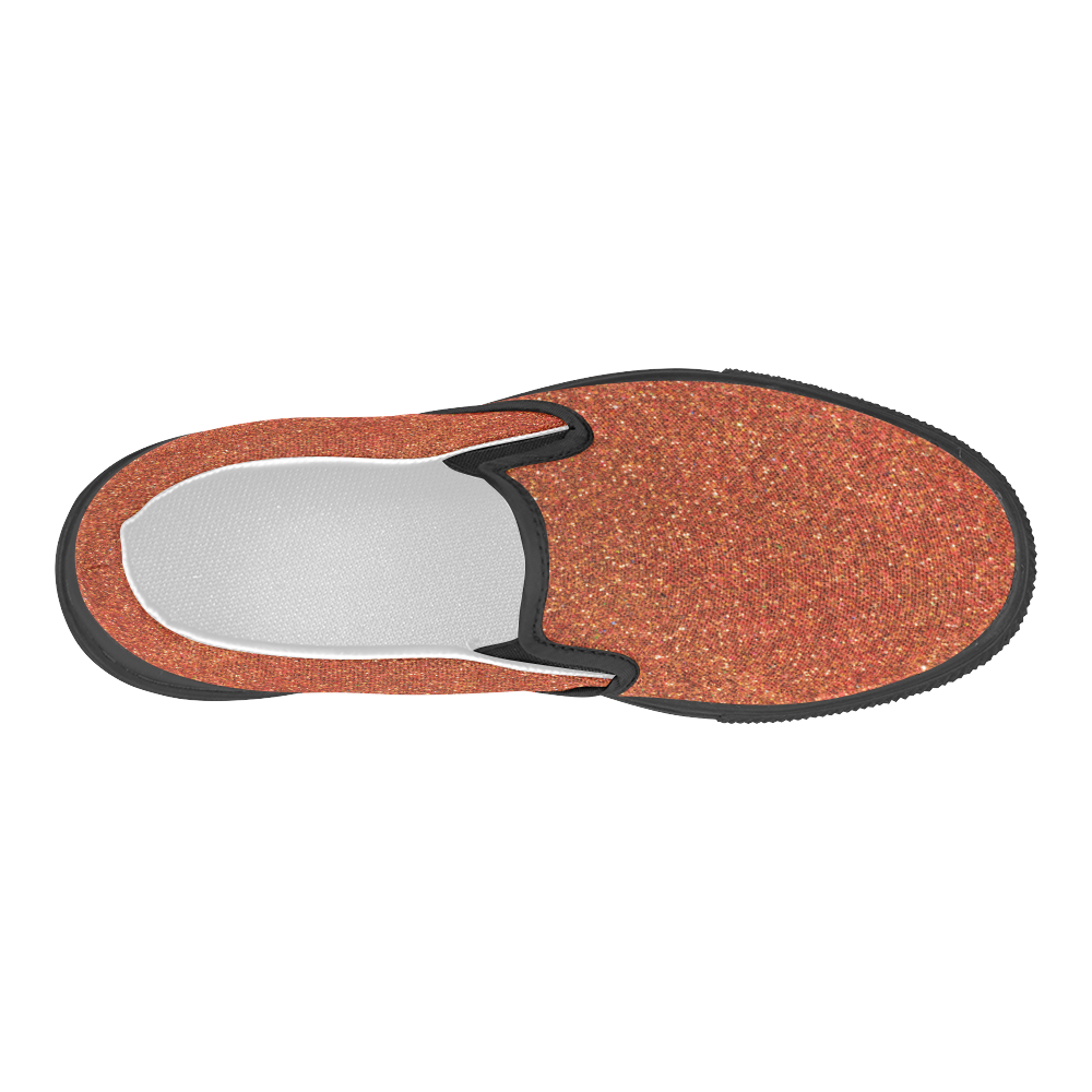 Sparkles Orange Glitter Women's Slip-on Canvas Shoes (Model 019)