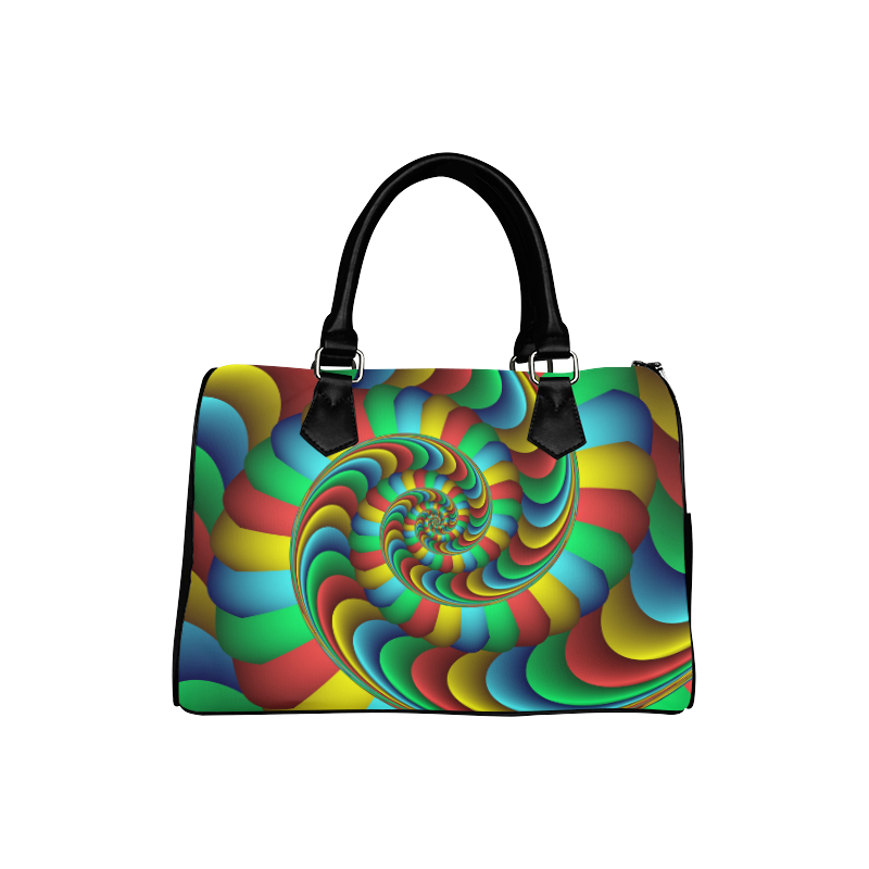 Happy Rainbow Colorful Fractal Boston Handbag (Model 1621)