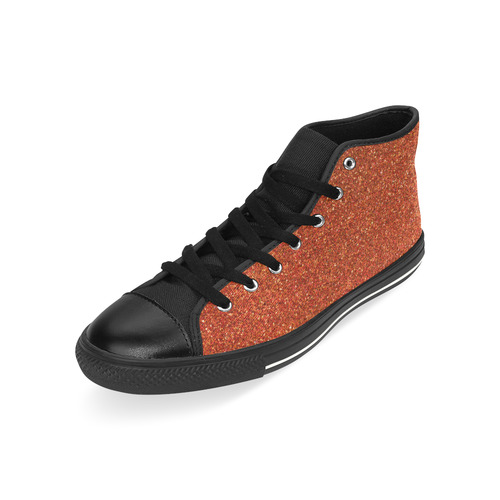 Sparkles Orange Glitter High Top Canvas Women's Shoes/Large Size (Model 017)