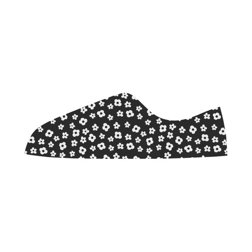 PATTERN Black White Flower Floral Women's Canvas Zipper Shoes/Large Size (Model 001)