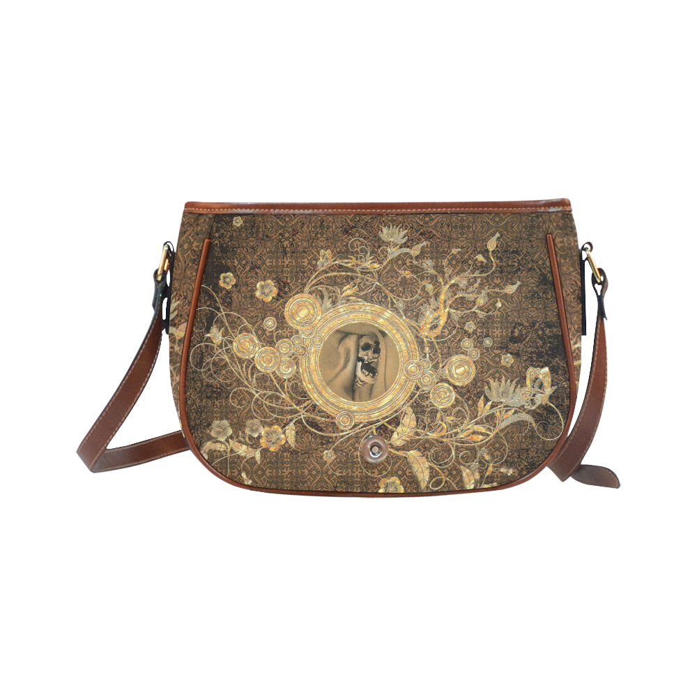 Awesome skull on a button Saddle Bag/Small (Model 1649) Full Customization