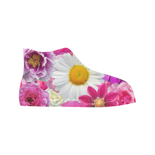 Pink flowers_ Gloria Sanchez1 Aquila High Top Microfiber Leather Women's Shoes (Model 032)