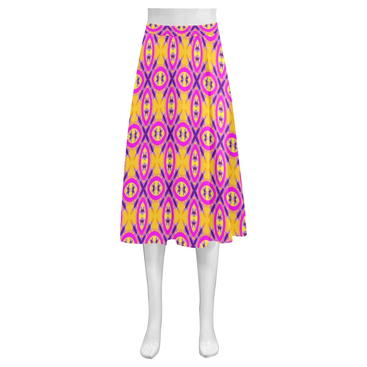 Chic Pink Pattern Mnemosyne Women's Crepe Skirt (Model D16)