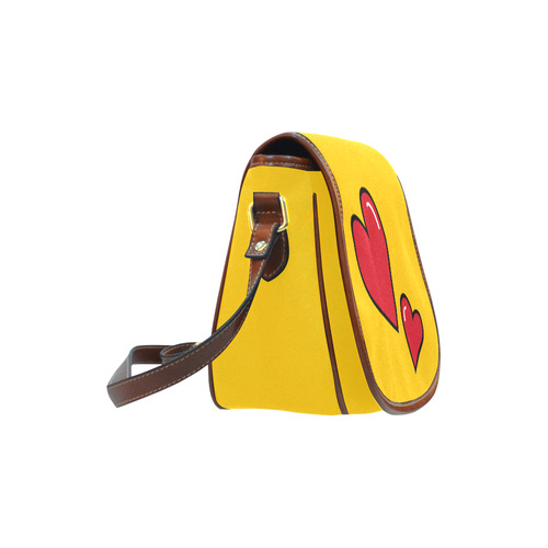 POP ART Style Two Hearts with Yellow Background Saddle Bag/Small (Model 1649) Full Customization