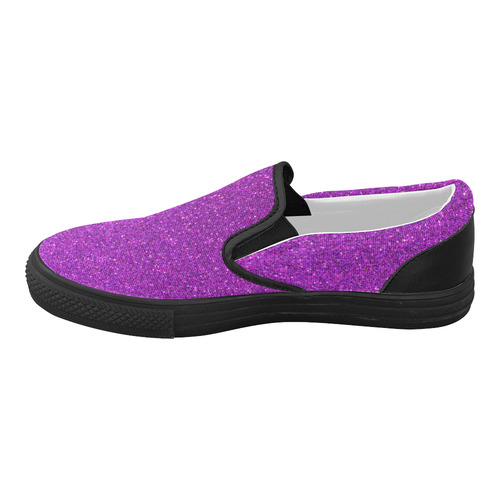 Sparkles Purple Glitter Women's Slip-on Canvas Shoes (Model 019)