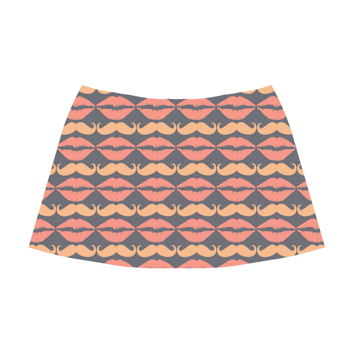 Orange Charcoal Hipster Mustache and Lips Mnemosyne Women's Crepe Skirt (Model D16)