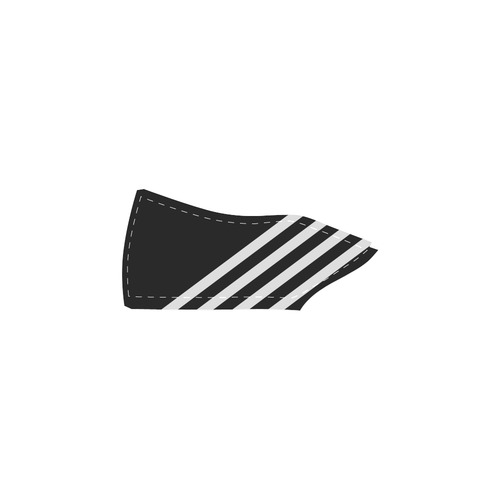 Modern Black Background Diagonal Stripes Cut Women's Slip-on Canvas Shoes (Model 019)