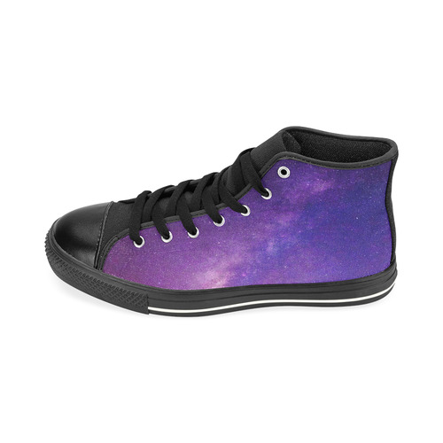 Purple Blue Starry Night Sky High Top Canvas Women's Shoes/Large Size (Model 017)