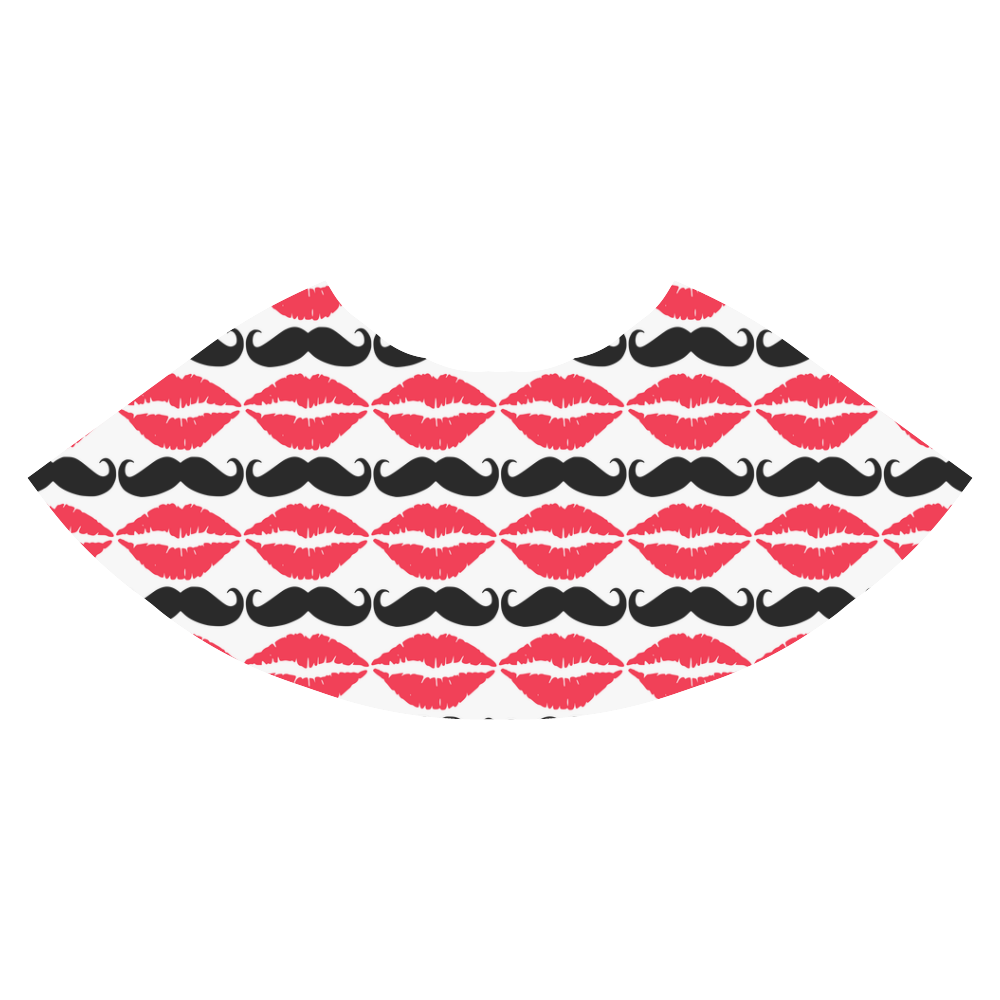 Red and Black Hipster Mustache and Lips Athena Women's Short Skirt (Model D15)