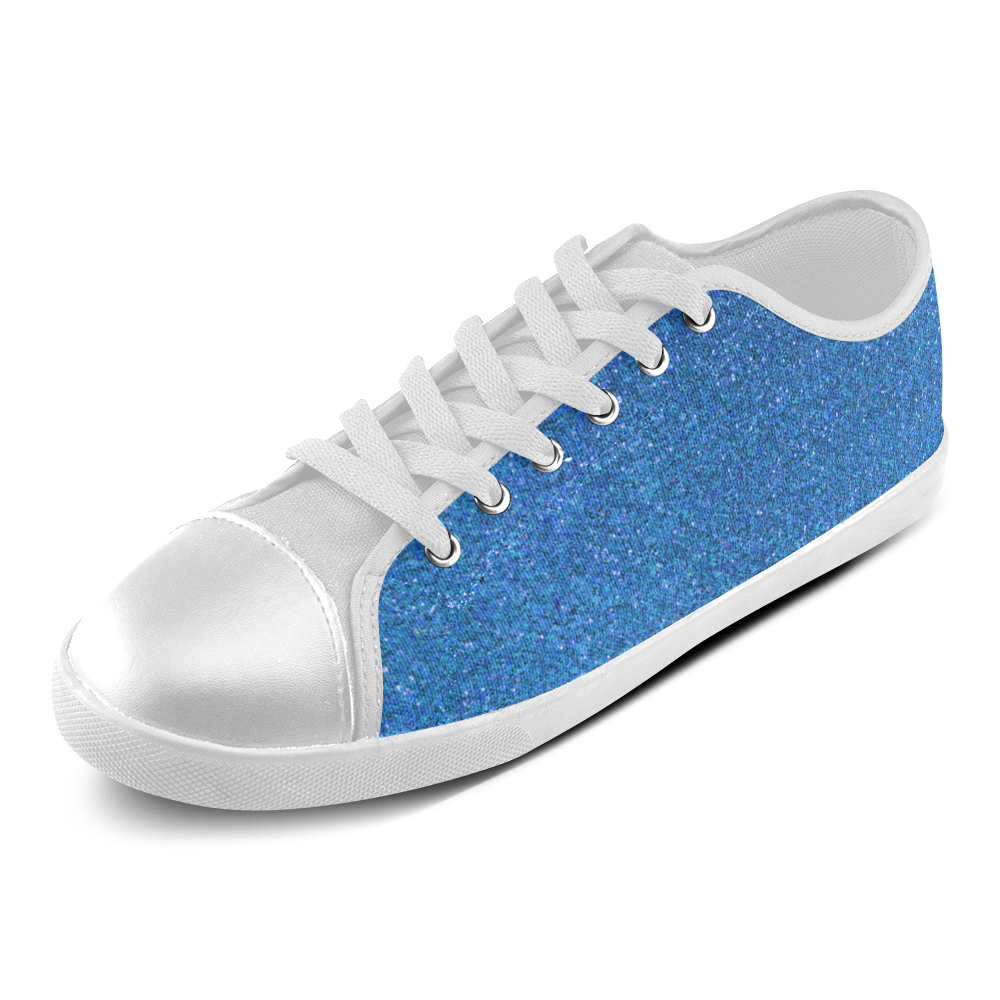 Sparkles Light Blue Glitter Women's Canvas Shoes (Model 016)