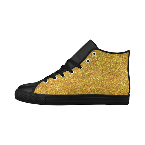 Sparkles Yellow Glitter Aquila High Top Microfiber Leather Women's Shoes (Model 032)