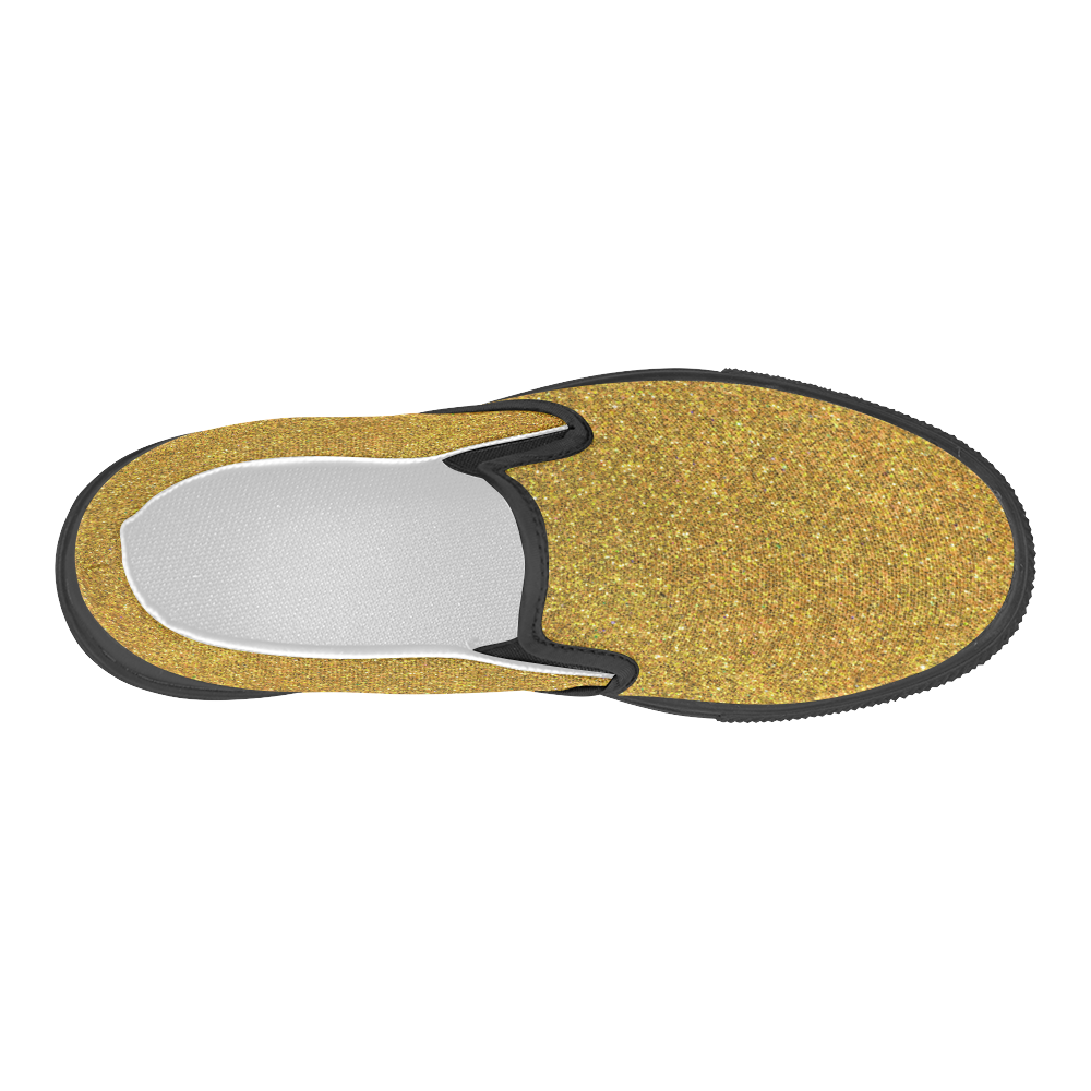 Sparkles Yellow Glitter Women's Slip-on Canvas Shoes (Model 019)