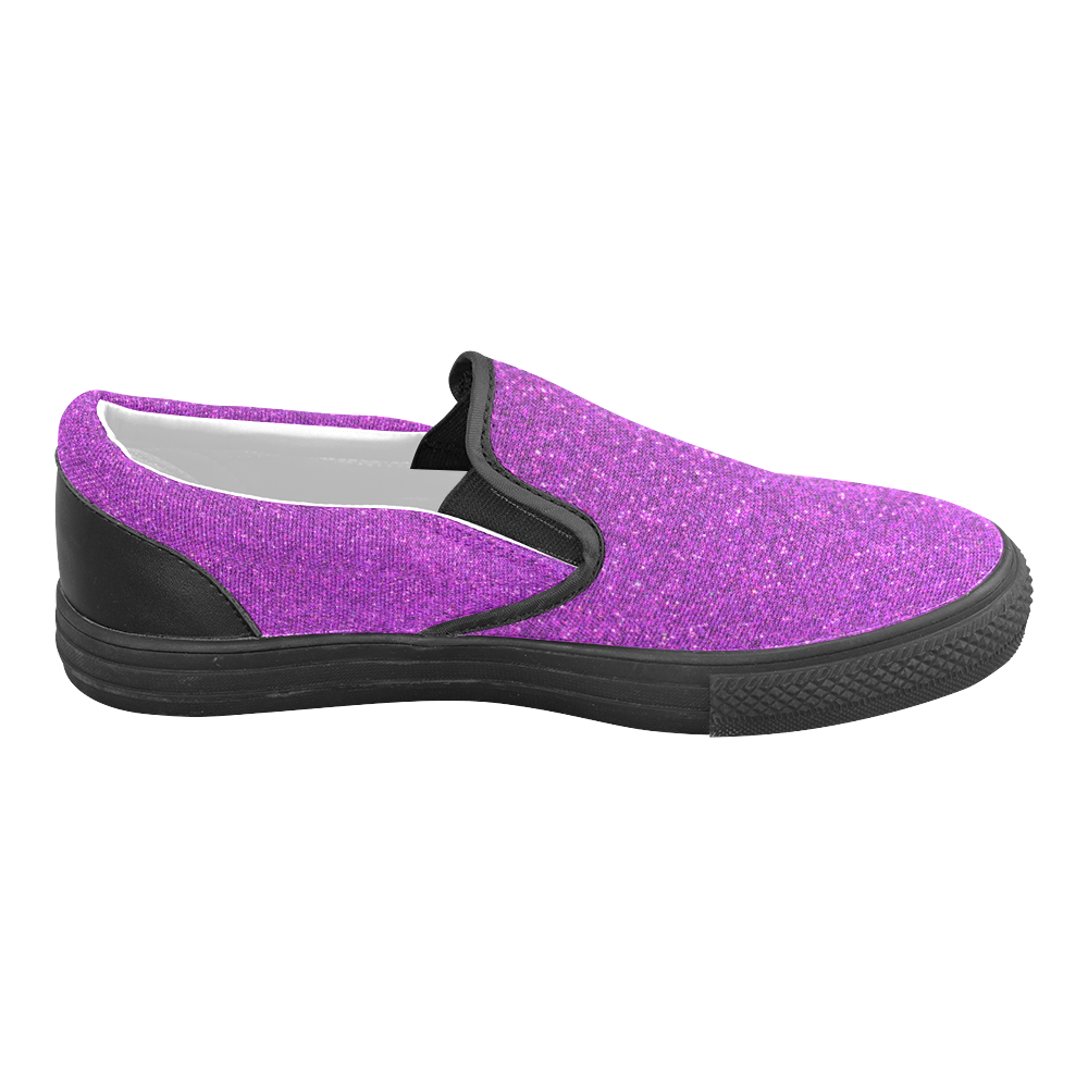 Sparkles Purple Glitter Women's Unusual Slip-on Canvas Shoes (Model 019)