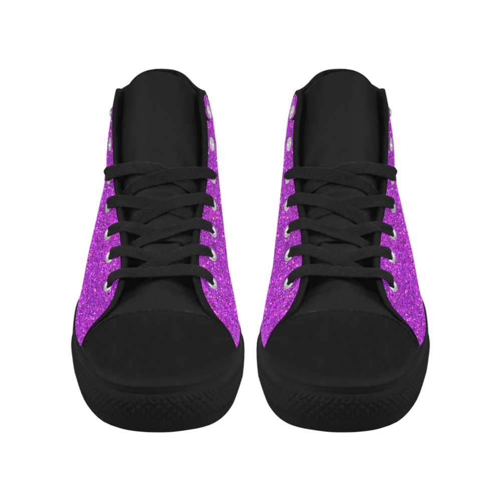 Sparkles Purple Glitter Aquila High Top Microfiber Leather Women's Shoes (Model 032)