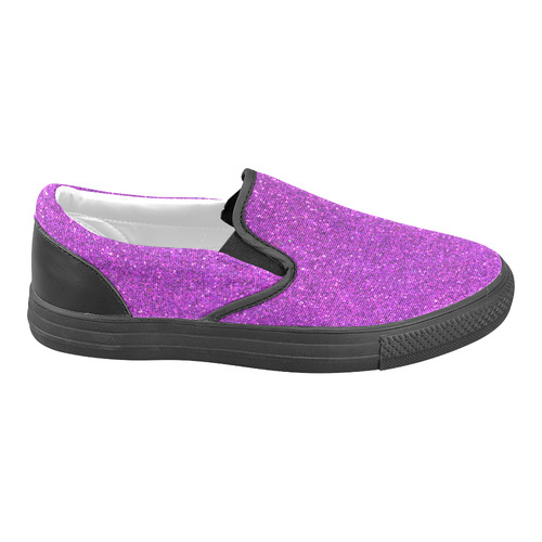 Sparkles Purple Glitter Women's Unusual Slip-on Canvas Shoes (Model 019)