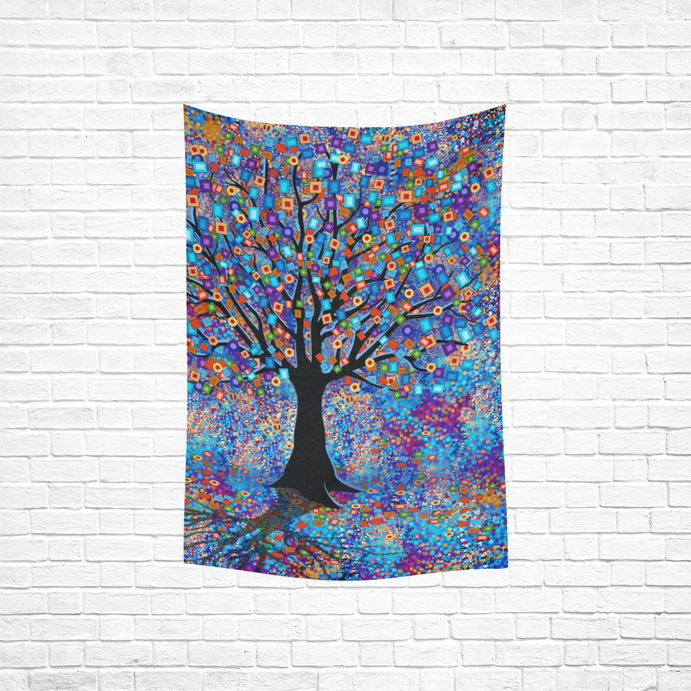 Colorful Tree Art Print Pattern Cotton Linen Wall Tapestry 40"x 60"