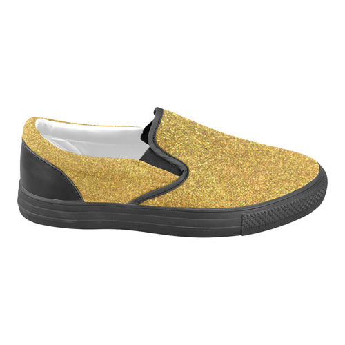 Sparkles Yellow Glitter Women's Unusual Slip-on Canvas Shoes (Model 019)