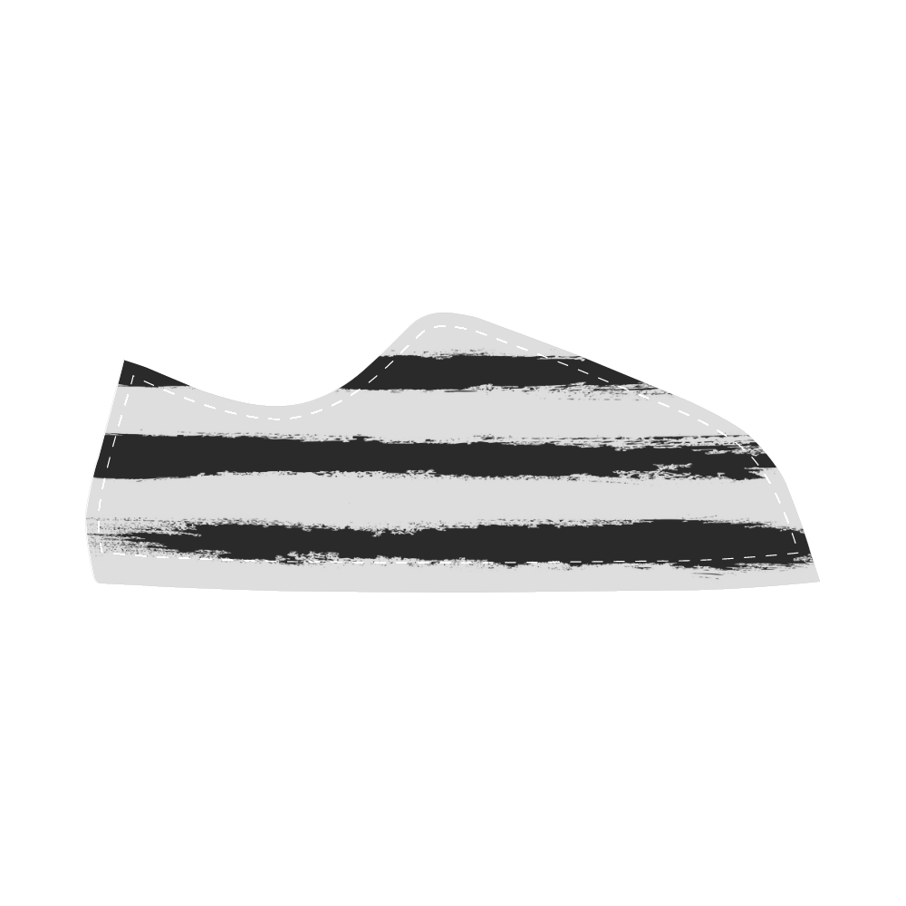 PATTERN Black White Brushstrokes Stribes Canvas Shoes for Women/Large Size (Model 016)