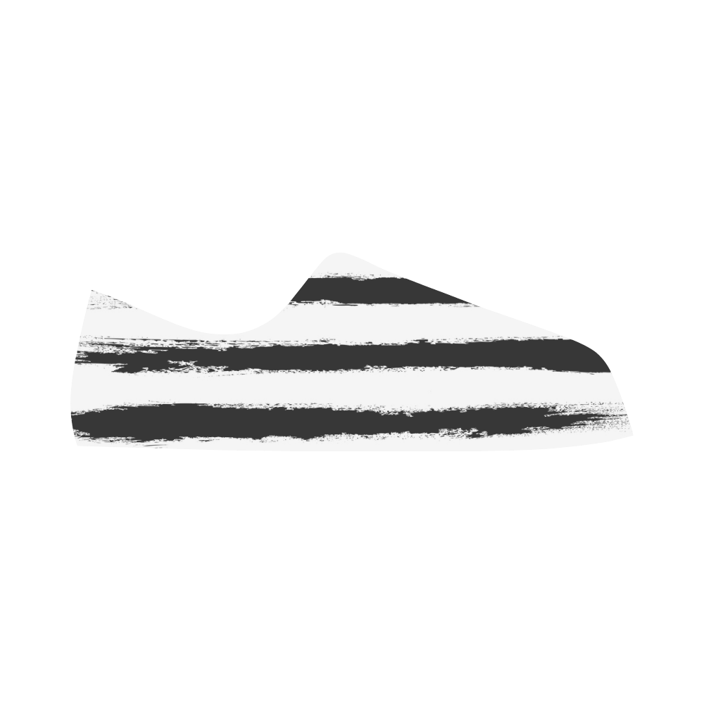 PATTERN Black White Brushstrokes Stribes Aquila Microfiber Leather Women's Shoes (Model 031)