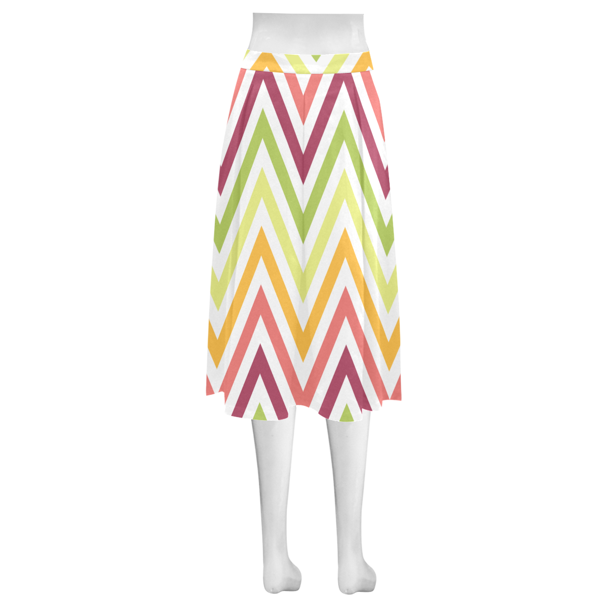 Modern Trendy Chevron Mnemosyne Women's Crepe Skirt (Model D16)