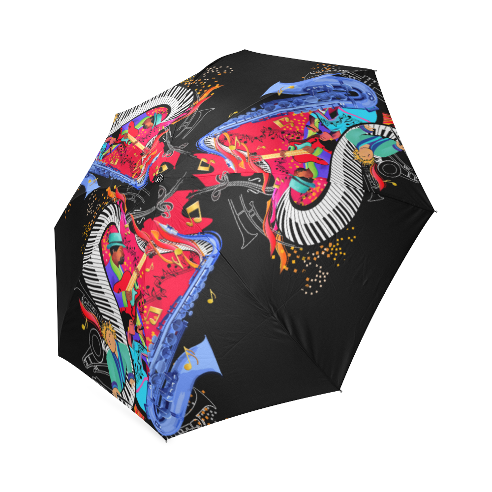 Juleez Music Theme Umbrella Colorful Music Piano Jazz Print Foldable Umbrella (Model U01)