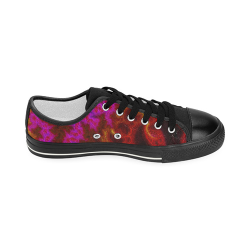 Red Pink Yellow Knitting in Fractal Style Women's Classic Canvas Shoes (Model 018)