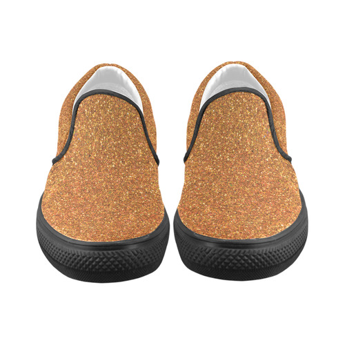 Sparkles Gold Glitter Women's Unusual Slip-on Canvas Shoes (Model 019)