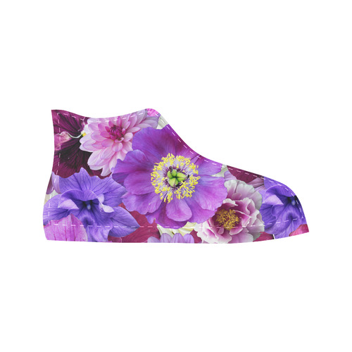 Purple flowers_ Gloria Sanchez1 Aquila High Top Microfiber Leather Women's Shoes (Model 032)