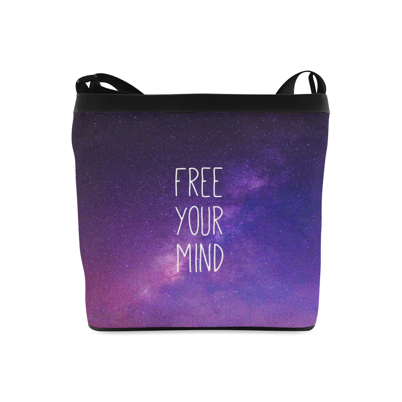 "Free Your Mind" Quote Purple Blue Night Sky Crossbody Bags (Model 1613)