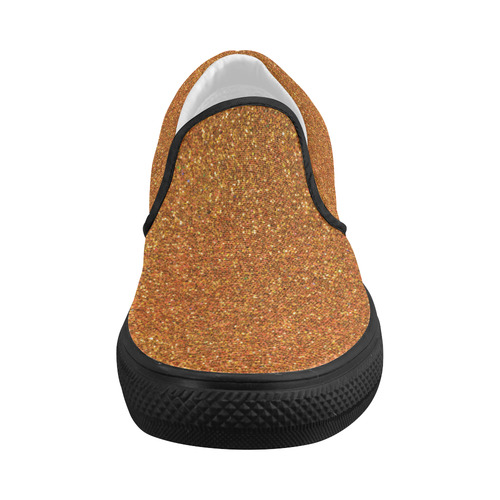 Sparkles Gold Glitter Women's Slip-on Canvas Shoes (Model 019)