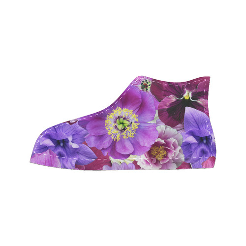 Purple flowers_ Gloria Sanchez1 High Top Canvas Women's Shoes/Large Size (Model 017)