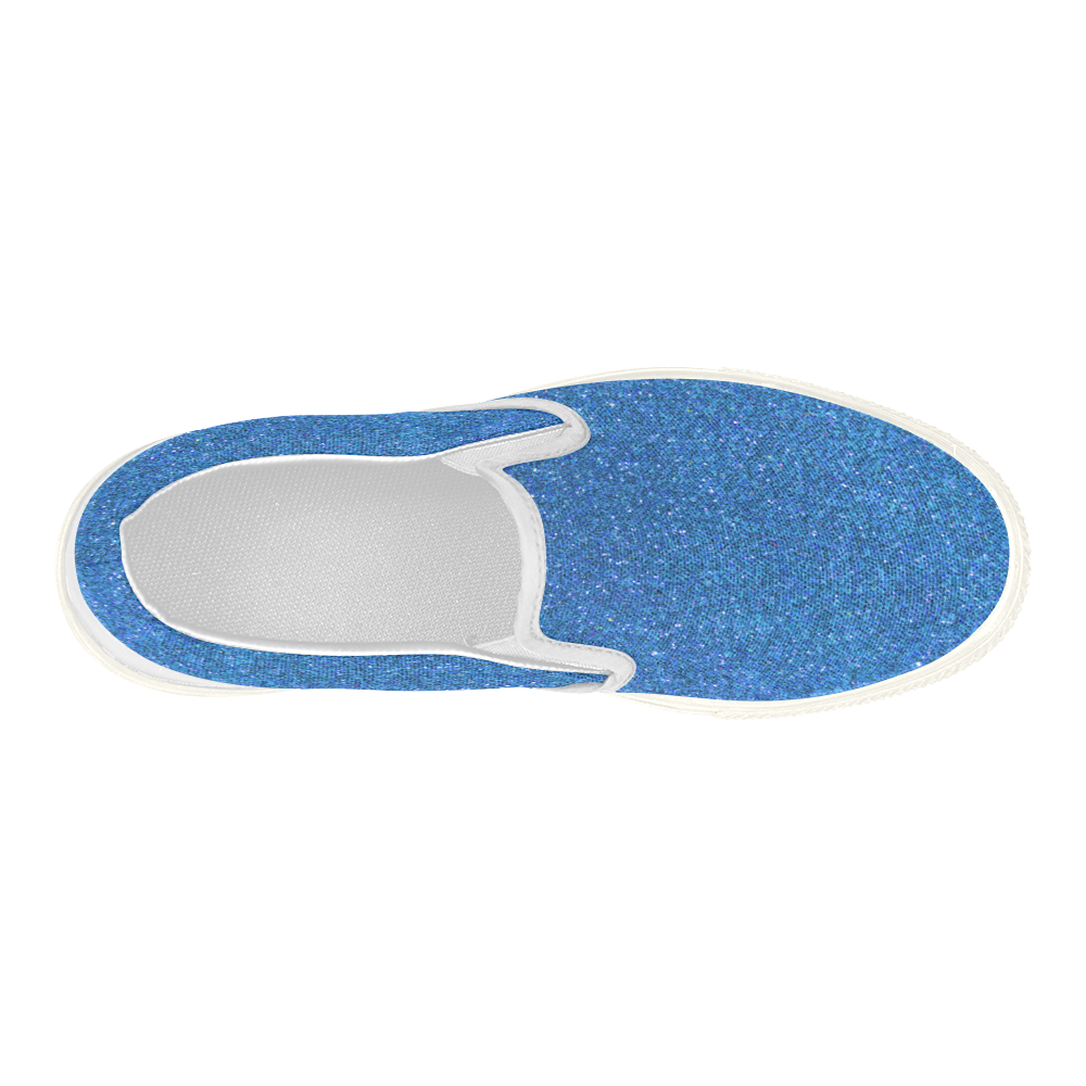 Sparkles Light Blue Glitter Women's Slip-on Canvas Shoes (Model 019)