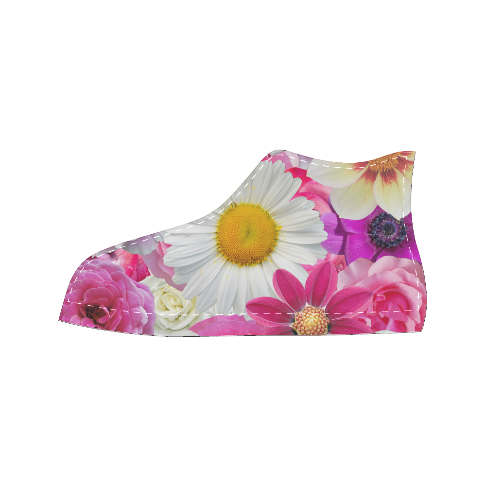 Pink flowers_ Gloria Sanchez1 High Top Canvas Women's Shoes/Large Size (Model 017)