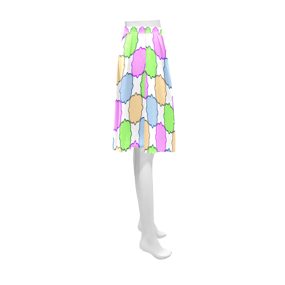 Bright Pastel Geometric Quatrefoil Athena Women's Short Skirt (Model D15)