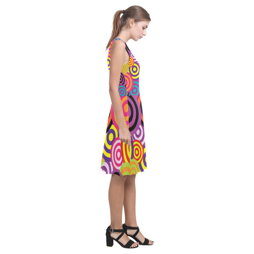 Colorful Retro Circles Atalanta Casual Sundress(Model D04)