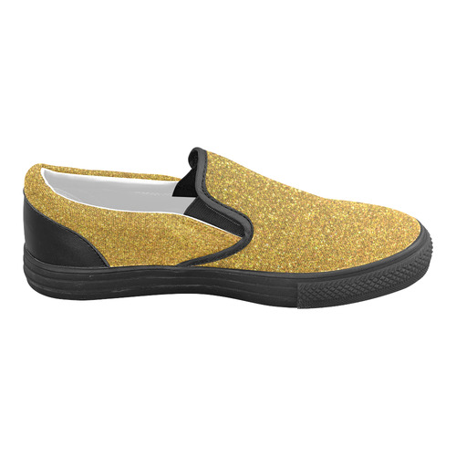 Sparkles Yellow Glitter Women's Unusual Slip-on Canvas Shoes (Model 019)