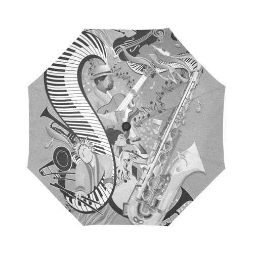Juleez Music Theme Umbrella Piano Sax Jazz Ink Print Auto-Foldable Umbrella (Model U04)