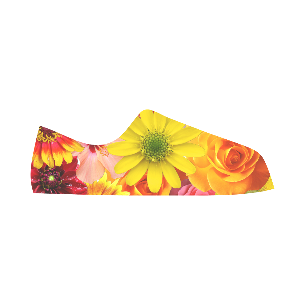 Orange flowers_ Gloria Sanchez1 Aquila Microfiber Leather Women's Shoes/Large Size (Model 031)