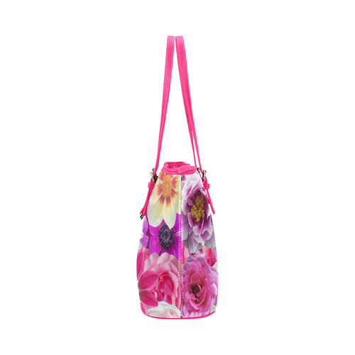 Pink flowers_ Gloria Sanchez1 Leather Tote Bag/Large (Model 1651)