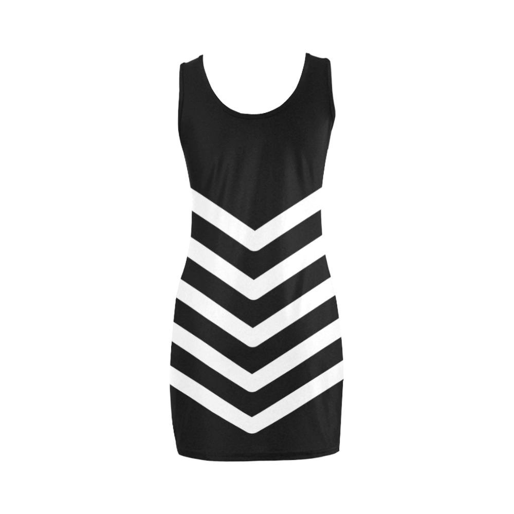 Modern Black Background Chevron Stripes Cut Medea Vest Dress (Model D06)