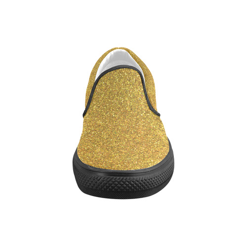 Sparkles Yellow Glitter Women's Unusual Slip-on Canvas Shoes (Model 019)