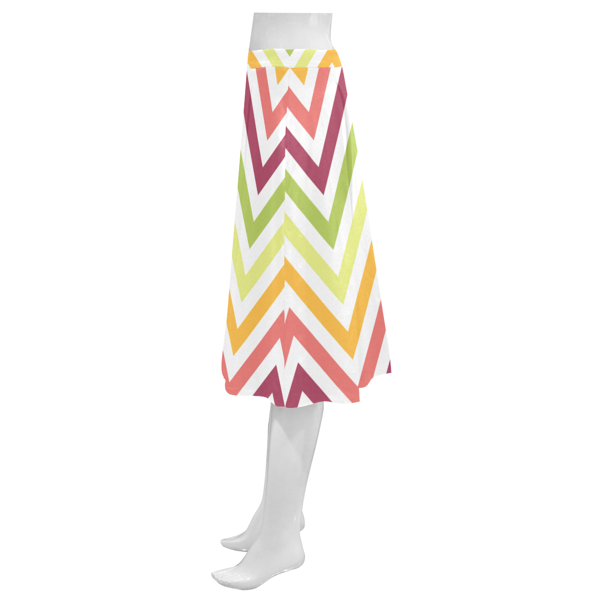 Modern Trendy Chevron Mnemosyne Women's Crepe Skirt (Model D16)