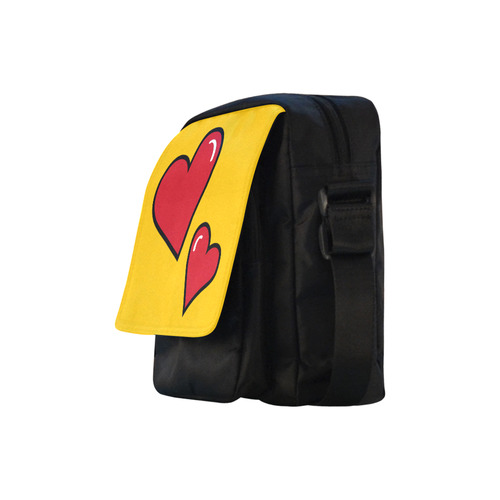 POP ART Style Two Hearts with Yellow Background Crossbody Nylon Bags (Model 1633)