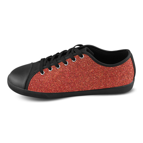 Sparkles Red Glitter Canvas Shoes for Women/Large Size (Model 016)