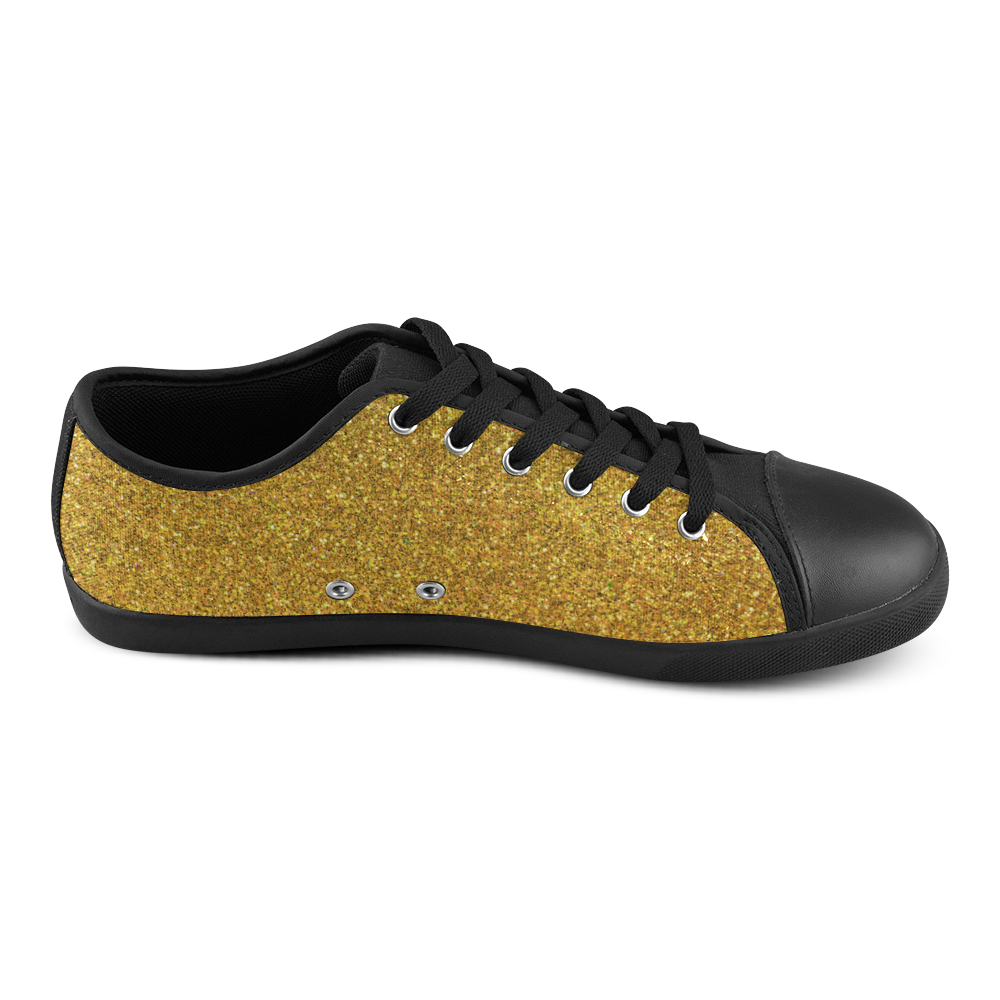 Sparkles Yellow Glitter Canvas Shoes for Women/Large Size (Model 016)