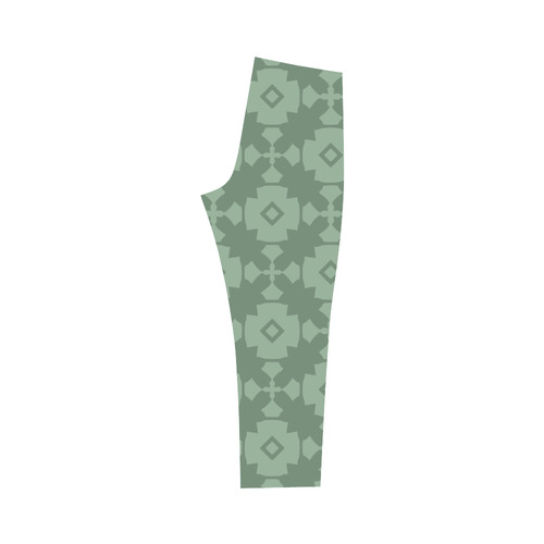 Green Geometric Tile Pattern Capri Legging (Model L02)